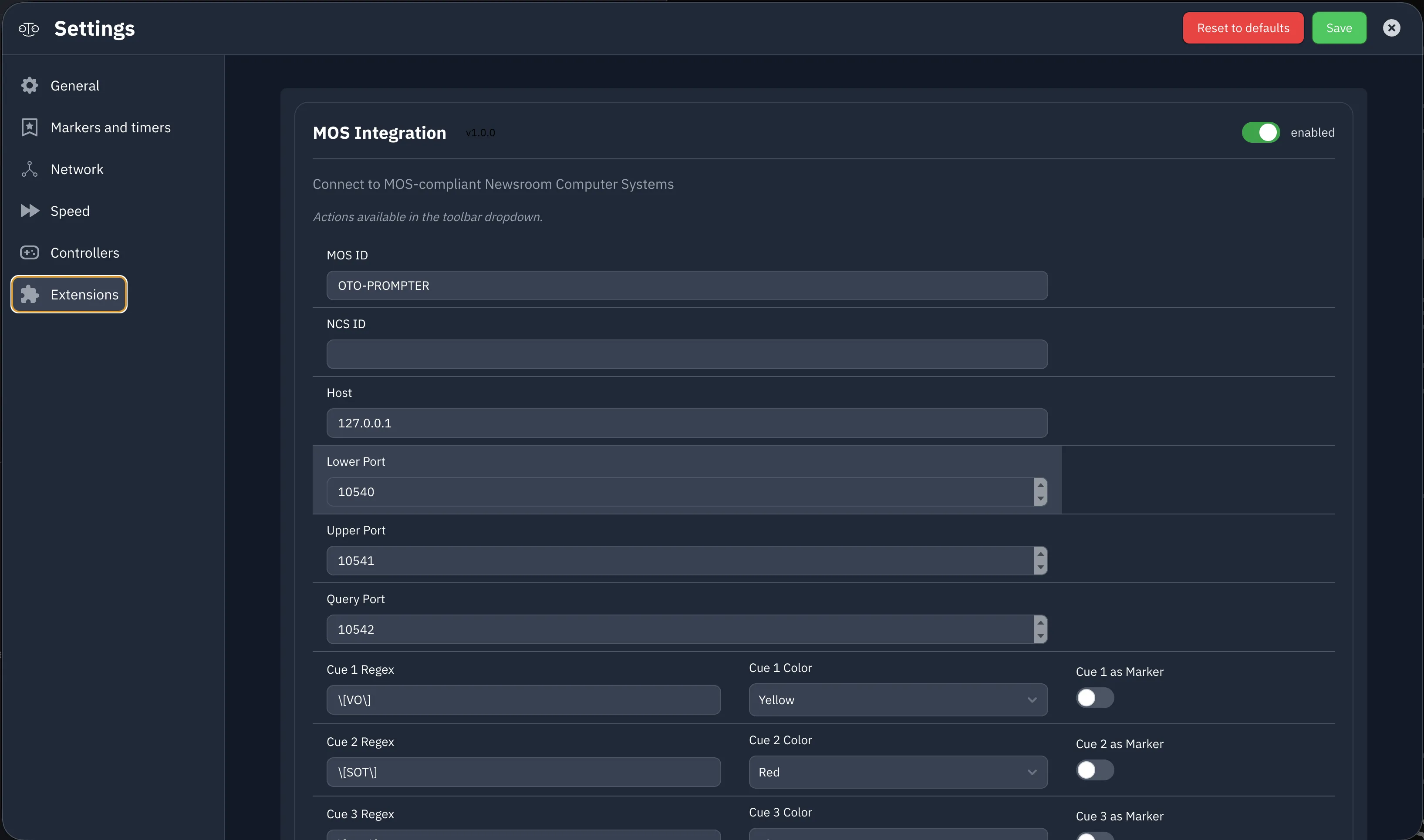 Mos extension settings Mos extension settings